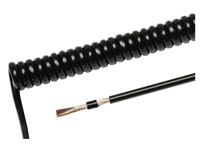 Leiding: spiraalvormig; 4x0,14mm2; PUR; zwart; 300V; 1m; 4m Leiding: spiraalvormig; 4x0,14mm2; PUR; zwart; 300V; 1m; 4m